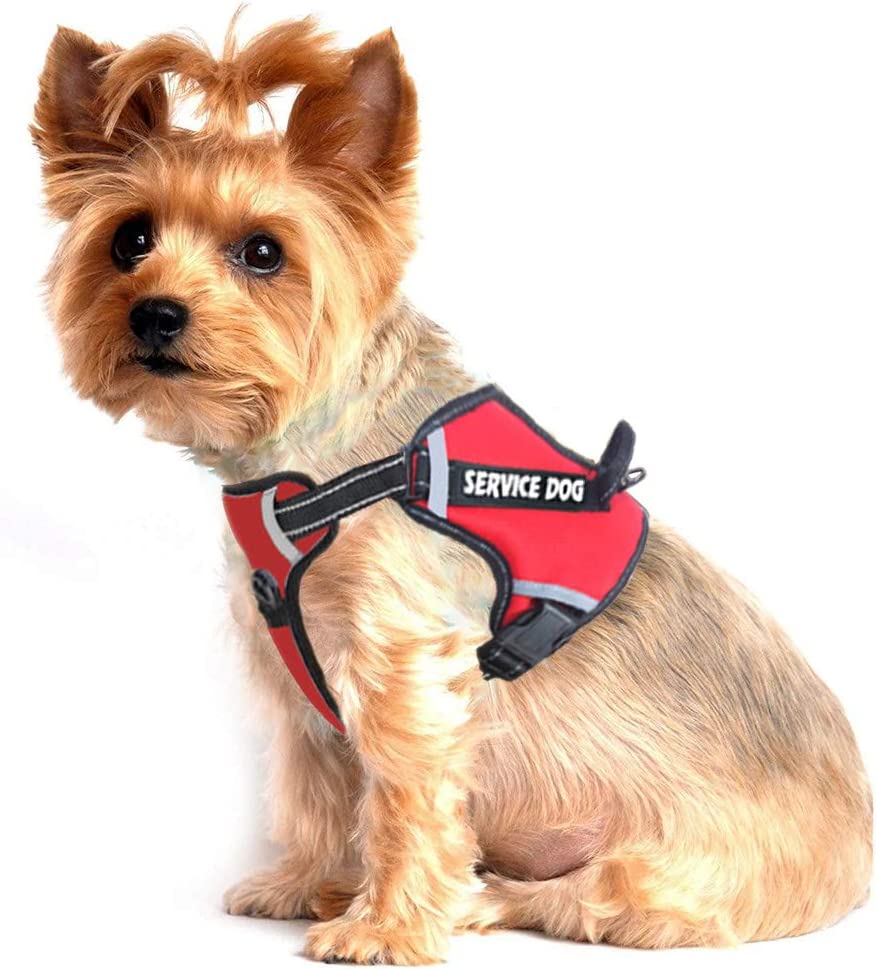 LMOBXEVL Adjustable Reflective Service Dog Harness for Small Breed