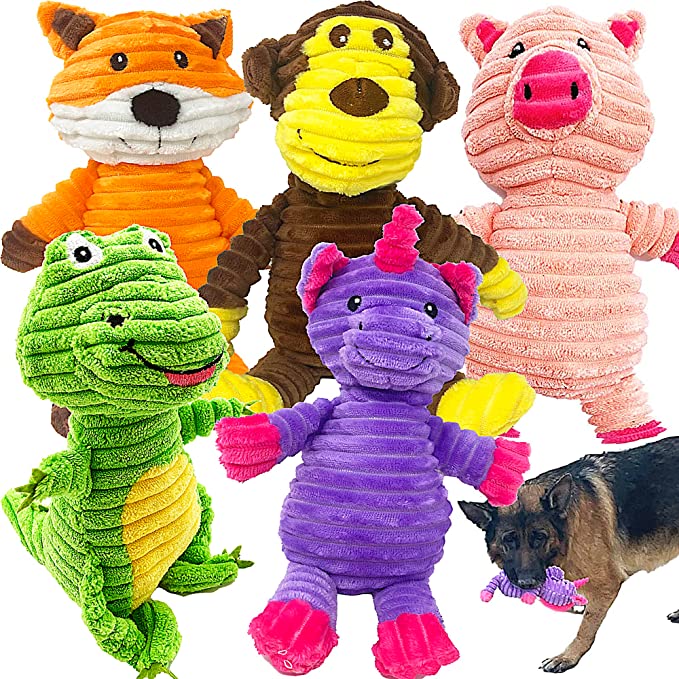 Animal-Themed Plush Dog Toy Multi-Pack